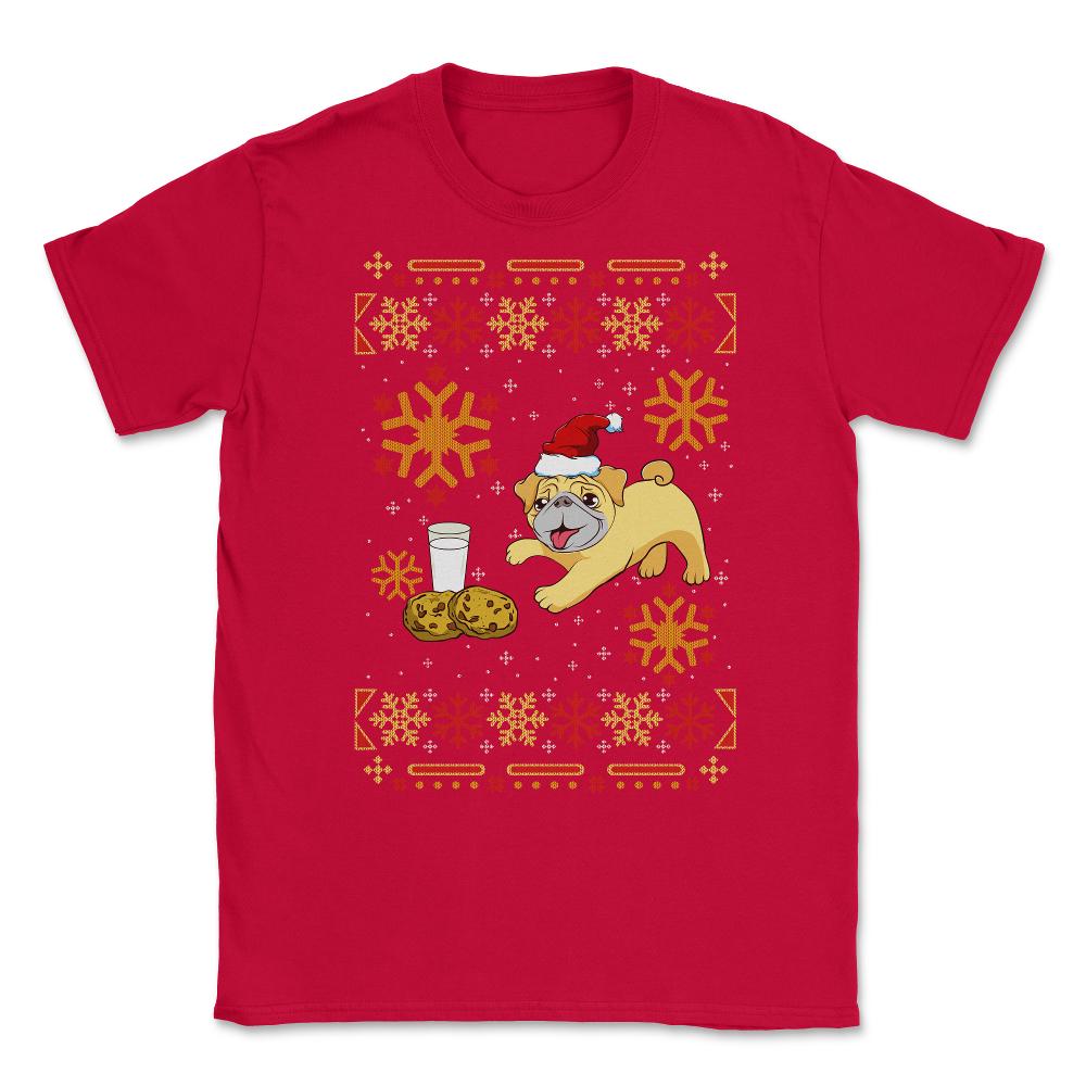 Pug Ugly Christmas Sweater Funny Humor Unisex T-Shirt - Red
