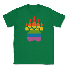 Bear Rainbow Flag Paw Gay Pride design Unisex T-Shirt - Green