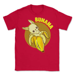 Cute Bunny Coming Out of a banana Funny Humor Gift print Unisex - Red