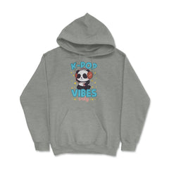 K-POP Vibes Only Funny Panda with Headphones graphic Hoodie - Grey Heather