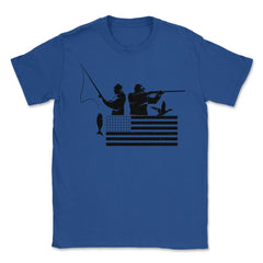 Fishing And Hunting USA Flag Patriotic Fisherman Hunter design Unisex - Royal Blue