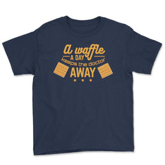 A Waffle a Day Keeps the Doctor Away graphic Novelty print Youth Tee - Navy