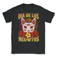 Dia de los Meowtos Beautiful Halloween Cat Unisex T-Shirt - Black