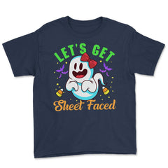 Halloween Costume Let’s Get Sheet Faced for Her design Youth Tee - Navy