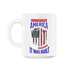 Ironworker American Flag & Wrench Grunge Design Gift print - 11oz Mug - White
