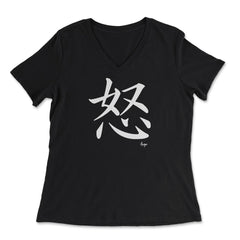 Anger Kanji Japanese Calligraphy Symbol design - Women's V-Neck Tee - Black