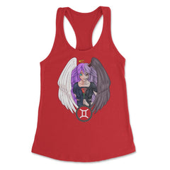 Pisces Zodiac Sign Pastel Goth Anime Girl graphic Women's Racerback - Red