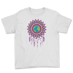 Earth Mandala Earth Day design Gifts graphic Tee Youth Tee - White
