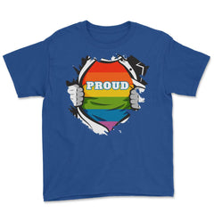 Rainbow Pride Flag Hero Gay design Youth Tee - Royal Blue