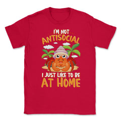 I’m Not Antisocial Funny Kawaii Hermit Crab Meme print Unisex T-Shirt - Red