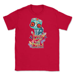 Sugar Skull Cat Day of the Dead Dia de los Muertos Unisex T-Shirt - Red