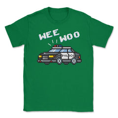 Wee Woo Police Car Pixelate Style Art design Unisex T-Shirt - Green