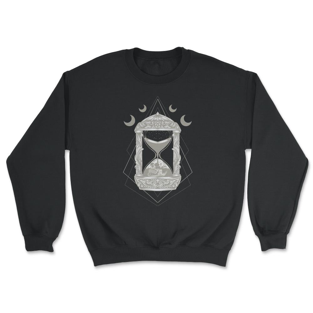 Dark Academia Aesthetic Antique Hourglass With Moons & Skull graphic - Unisex Sweatshirt - Black