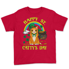 Saint Patty's Day Theme Irish Cat Funny Humor Gift product Youth Tee - Red