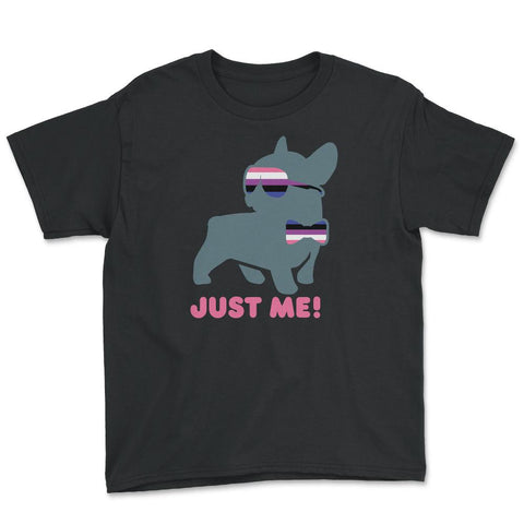 Gender Fluidity Just Me! Non-Binary Frenchie Pride graphic Youth Tee - Black