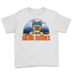 Biking Buddies Pug Cute Funny Biker Pug graphic Youth Tee - White