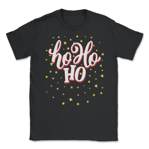 HO HO HO With stars Christmas Typography Fun T-Shirt Tee Gift Unisex - Black