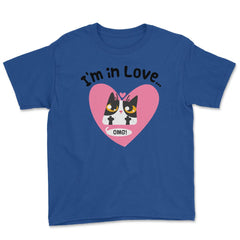 I’m in Love…OMG! Cat t-shirt Funny Humor  Youth Tee - Royal Blue