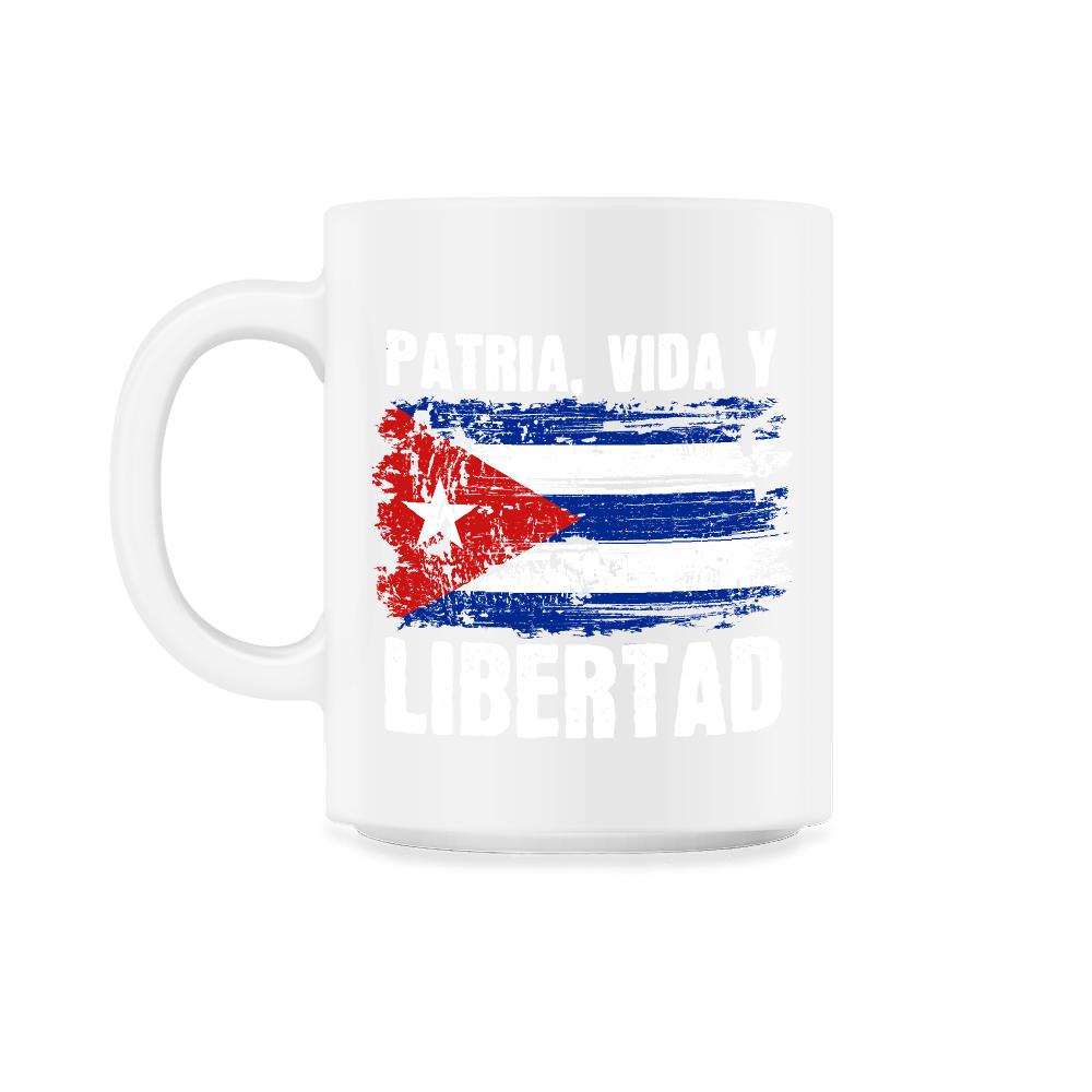Patria, Vida y Libertad Cuban Flag Distressed Grunge product - 11oz Mug - White