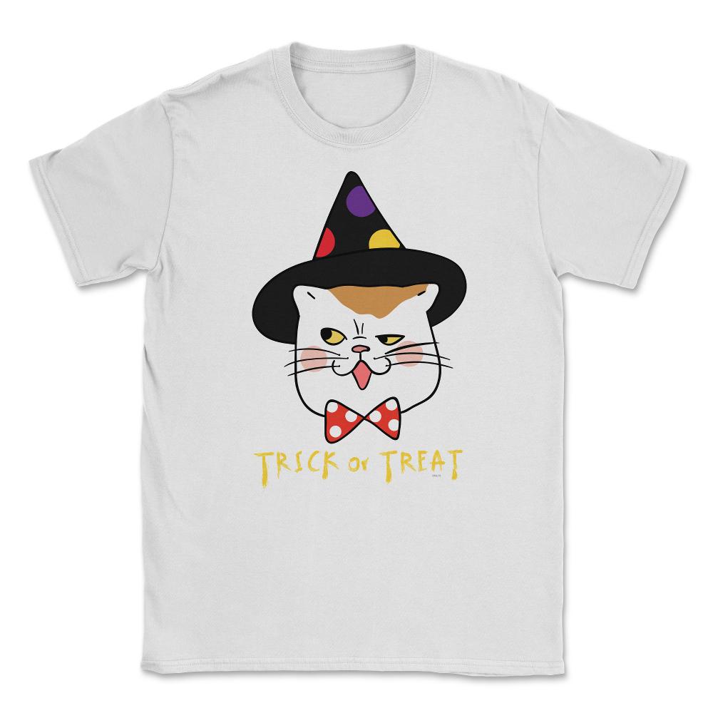 Trick or Treat Cat Face Funny Halloween costume Unisex T-Shirt - White