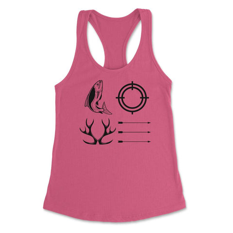 Funny Love Fishing And Hunting Antler Fish Target Arrow graphic - Hot Pink