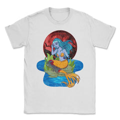 Zombie Mermaid Funny Halloween Trick or Treat Gift Unisex T-Shirt - White