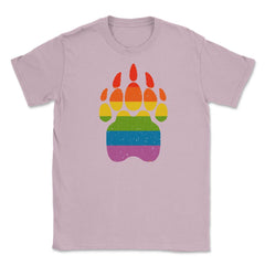 Bear Rainbow Flag Paw Gay Pride design Unisex T-Shirt - Light Pink