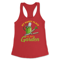 My Happy Place is my Garden Cute Gardening graphic Women's Racerback - Red