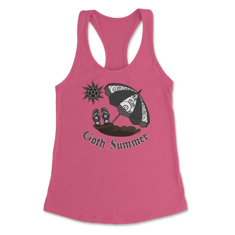 Gothic Summer Umbrella Sun & Flip Flops Goth Punk Grunge product - Hot Pink