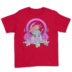 Pastel Goth Anime Diva Halloween Gift design Youth Tee - Red