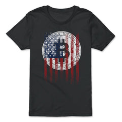 Patriotic Bitcoin USA Flag Grunge Retro Vintage Crypto Fans print - Premium Youth Tee - Black
