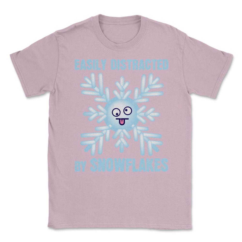 Easily Distracted By Snowflakes Meme Grunge design Unisex T-Shirt - Light Pink