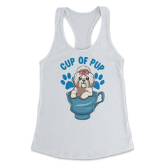 Shih Tzu Cup of Pup Cute Funny Puppy graphic Women's Racerback Tank - White