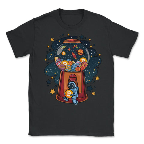 Bitcoin & Planets Gumball Machine Astronaut Hilarious Theme print - Black