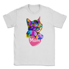 Cat Mom Heart Unisex T-Shirt - White