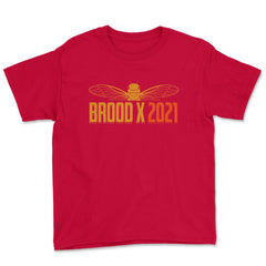 Cicada Brood X 2021 Reemergence Theme Minimalist product Youth Tee - Red