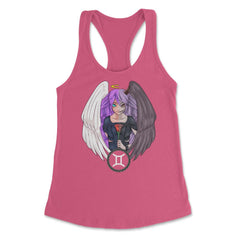 Pisces Zodiac Sign Pastel Goth Anime Girl graphic Women's Racerback - Hot Pink