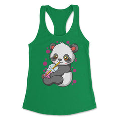 Boba Tea Bubble Tea Cute Kawaii Panda Gift design Women's Racerback - Kelly Green