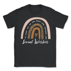 Social Worker Appreciation Boho Rainbow Leopard Print graphic - Unisex T-Shirt - Black