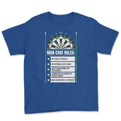 Man Cave Rules Funny Man space Design graphic Youth Tee - Royal Blue
