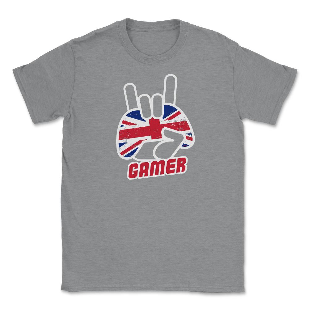 British Flag Gamer Fun Humor T-Shirt Tee Shirt Gift Unisex T-Shirt - Grey Heather