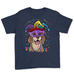Mardi Gras Beagle with Jester hat & masquerade mask Funny product - Navy