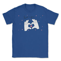 Love you Hand Sign Valentine T-Shirt  Unisex T-Shirt - Royal Blue