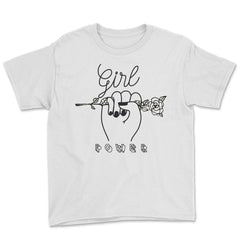 Girl Power Flower T-Shirt Feminism Shirt Top Tee Gift Youth Tee - White