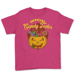 Official Candy Tester Trick or Treat Halloween Fun Youth Tee - Heliconia