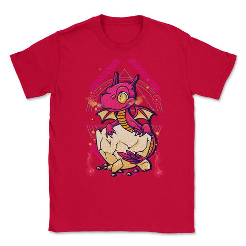 Hatched Baby Dragon Mythical Creature For Fantasy Fans print Unisex - Red