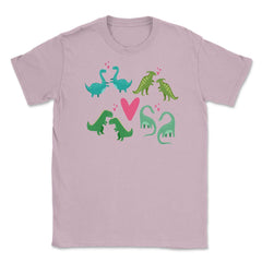 Dinosaurs Love Funny Humor T-Shirt Valentine  Unisex T-Shirt - Light Pink