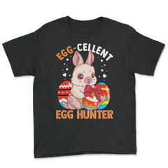 Egg-cellent Egg Hunter Cute Bunny with Easter Eggs Gift design - Youth Tee - Black