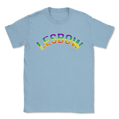 Lesbow Rainbow Word Arc Gay Pride t-shirt Shirt Tee Gift Unisex - Light Blue