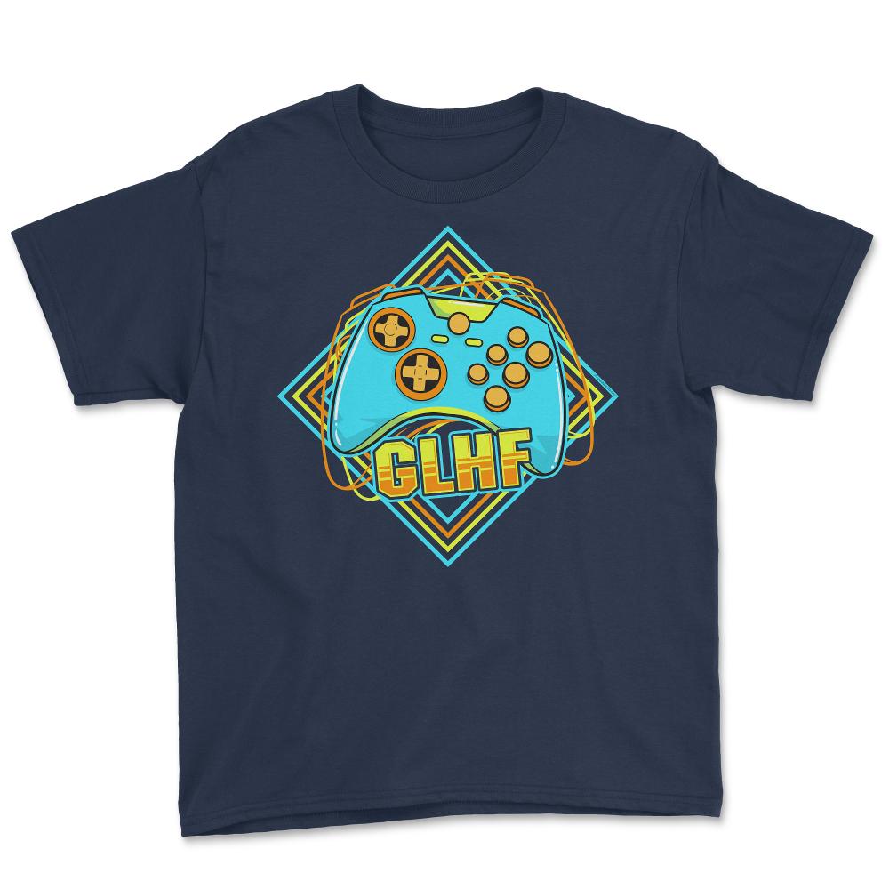 Game Controller GLHF Gamer Terminology Vaporwave graphic Youth Tee - Navy